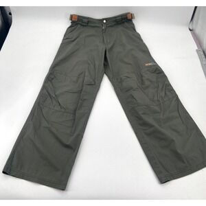 VTG Rusty Parachute Tech Pants Baggy Y2K Skater Cargo 32x38 Gray Earth Tone Rare